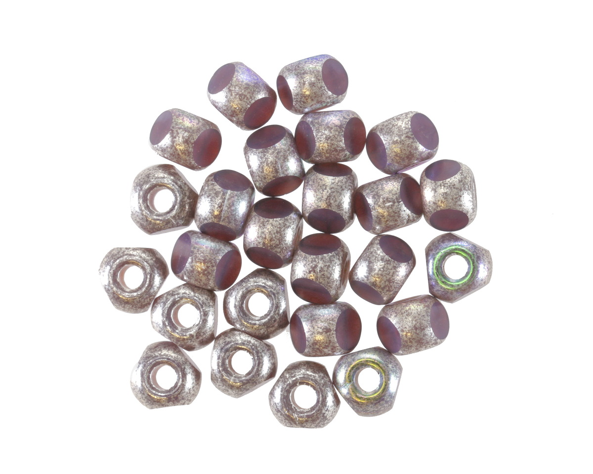 Czech Glass Matte Amethyst Opal w/ Antique Silver AB Trica Beads 4x5mm
