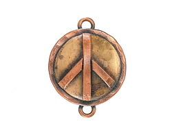 Patricia Healey Antiqued Copper & Brass Peace Sign Link 22x29mm