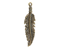 Mykonos Antique Brass (plated) Feather Pendant 17x67mm