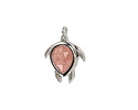 Strawberry Quartz w/ Silver Finish Sea Turtle Focal 15x19mm