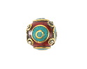 Nepalese Brass Rings w/ Resin Coral & Turquoise Round Bead 15-16mm