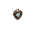 TierraCast Antique Copper (plated) Light Sky Blue Enamel Heart in Heart Shaped Focal 12.5x14mm