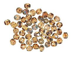 Czech Glass Crystal Dark Picasso Fire Polished Round 4mm