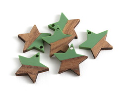 Walnut Wood & Vintage Turquoise Resin Star Focal 18mm