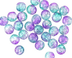 Czech Glass Dual Coated Tanzanite & Aqua Crackle Crystal Druk 6mm