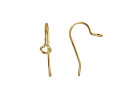 Gold (plated) Earwire w/ Perpendicular Loop 20x13mm