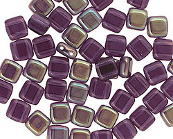 CzechMates Glass Tanzanite Celsian 2-Hole Tile 6mm