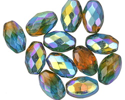 Czech Glass Rainforest AB Fire Polished Rice 12x8mm