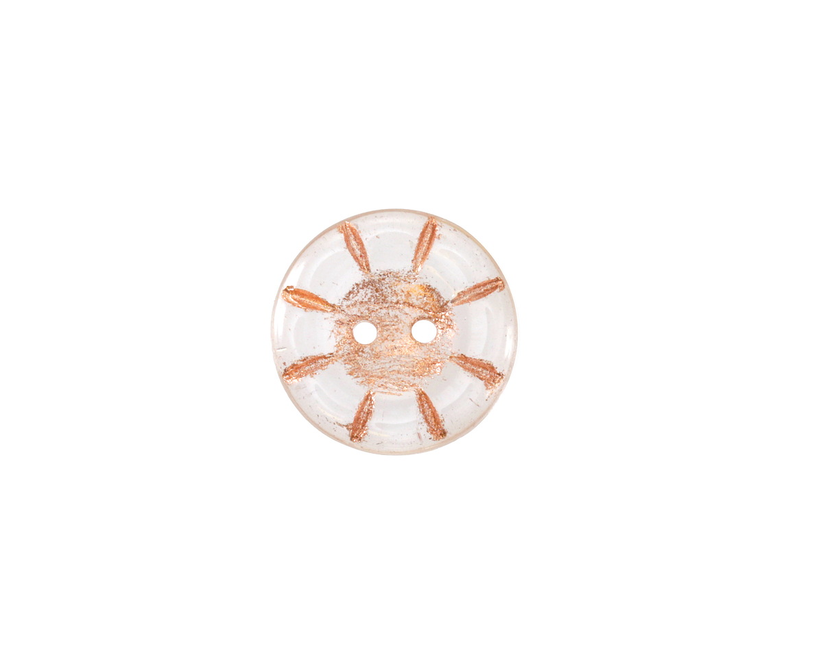 Czech Glass Crystal w/ Copper 2-Hole Button 14mm