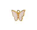 24K Gold (Plated) White Pearl Enamel Butterfly Focal 18x15mm