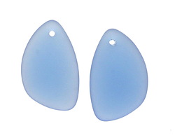 Light Sapphire Beach-Style Glass Eclipse Pendant Pair 16x26mm