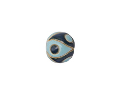 Golem Studio Light & Dark Blue Yin Yang Carved Ceramic Round Bead 12x13-14mm