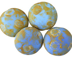 Czech Glass Matte Ocean Water Picasso Coin 20mm