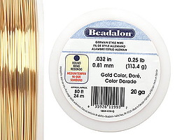 German Style Wire Gold Color Round 20 gauge, 24m