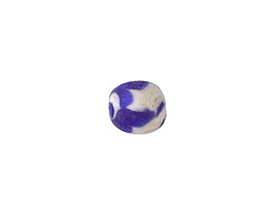African Recycled Glass Cobalt & White Tumbled Round 8-10mm