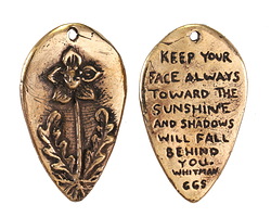 Green Girl Bronze Blooming Flower Pendant 21x34mm