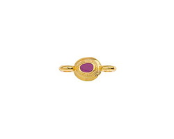 24K Gold (plated) Orchid Enamel Ornate Organic Oval Focal Link 15x7mm