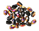 Czech Glass Jet w/ Metallic Rainbow Fire Polished Faceted Rice 7x5mm