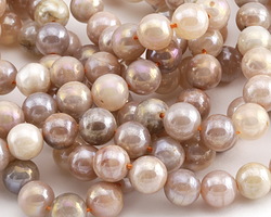 Peach Moonstone w/ AB Luster Round 9-10mm Beads