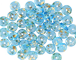 Czech Glass Aquamarine w/ Gold Flecks Spacer 2x6mm