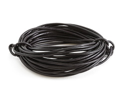 Natural Black Round Leather Cord 2mm, 32 feet