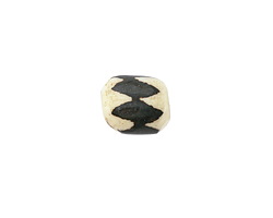 African Batiked Bone Zigzag Barrel Bead 8-12x8-10mm