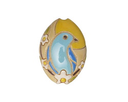 Golem Studio Sunrise Bluebird Carved Ceramic Almond 24.5x19.5mm
