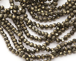 Golden Pyrite Diamond Cut Faceted Round 3mm