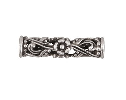 Mykonos Antique Silver (plated) Openwork Floral Tube 30x7mm