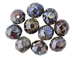 Czech Glass Siam Ruby Picasso Fire Polished Round 10mm