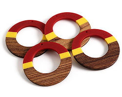 Walnut Wood & Varsity Resin Gypsy Hoop Focal 49mm
