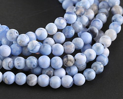 White & Blue Agate (matte) Round 6mm