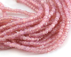 African Pink Opal Glass Seed Beads 1-2x2-3mm