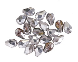 Czech Glass Crystal w/ Autmn Sunset & Antique Silver Faceted Drop 7x5mm