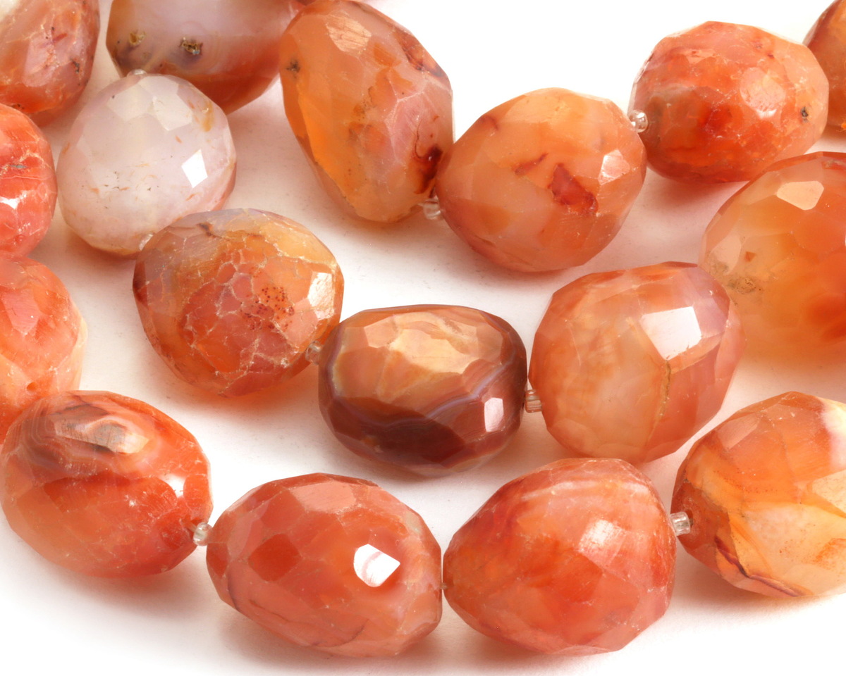 Carnelian (natural - light) Graduated Large Faceted Nugget 17-26x16-20mm