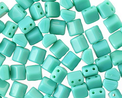 CzechMates Glass Opaque Turquoise 2-Hole Roof Bead 6mm