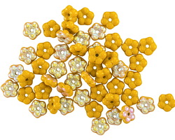 Czech Glass Mustard Seed AB Daisy Spacer 2x5mm