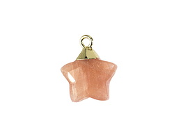 Peach Moonstone Faceted Star Pendant w/ Gold Finish 14mm