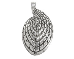 Mykonos Antique Silver (plated) Lined Oblong Pendant 35x62mm