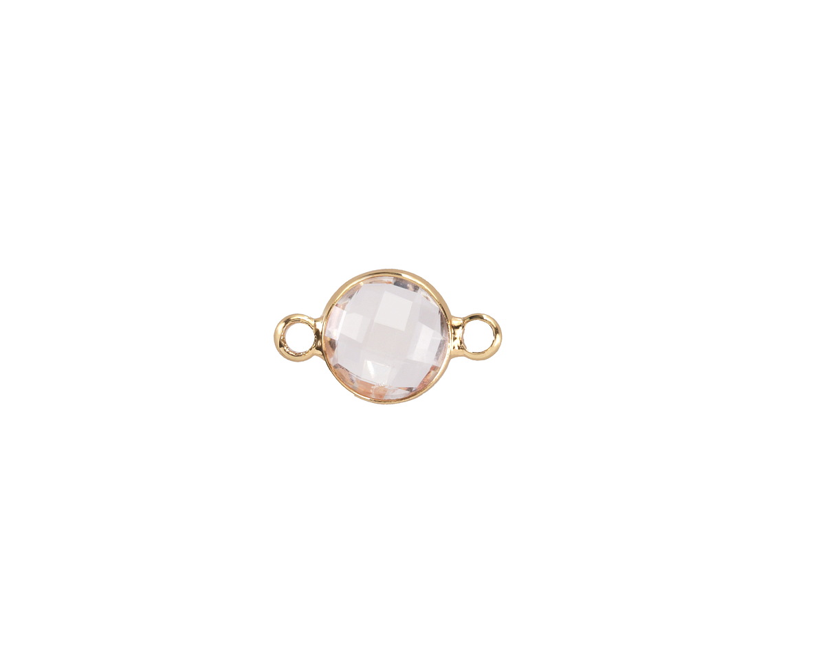 Clear Crystal Round Link in Gold Finish Bezel 14.5x8.5mm