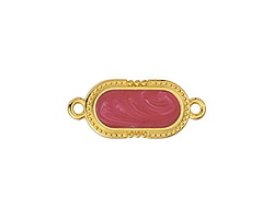24K Gold (plated) Magenta Pearl Enamel Oval Focal Link 23x10mm