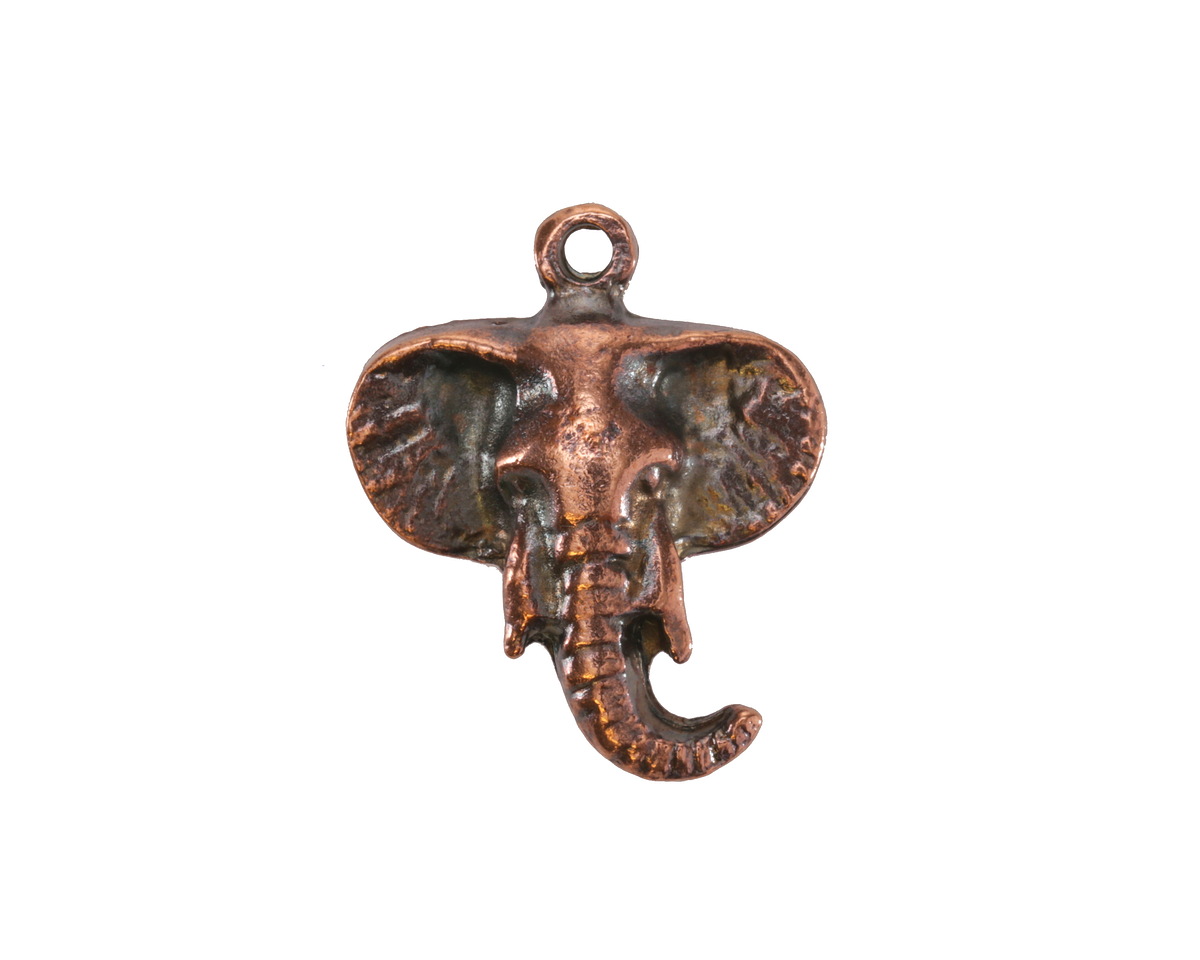 Mykonos Antique Copper (plated) Elephant Head Charm 22x18mm