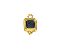 24K Gold (plated) Jet Pearl Enamel Beaded Square Focal 10x16mm
