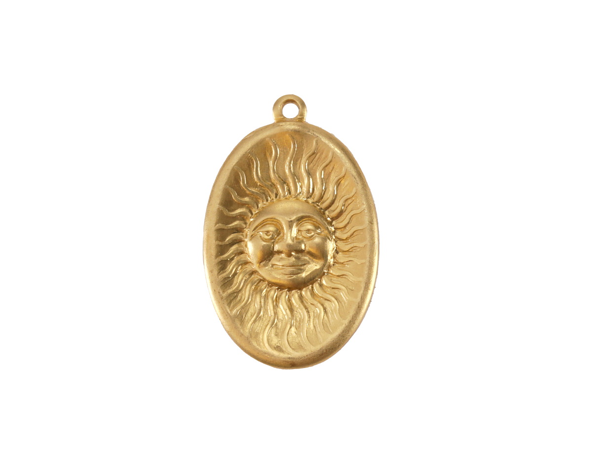 Vintaj Solid Brass Sun Face Pendant 21x14mm