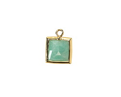 Brazil Amazonite w/ Gold Finish Faceted Square Focal 10x13mm