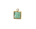 Brazil Amazonite w/ Gold Finish Faceted Square Focal 10x13mm