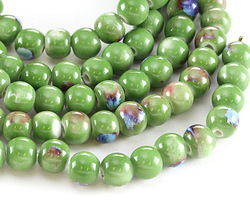 Grasshopper Porcelain Tumbled Rondelle 9x11mm