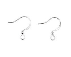 Silver (plated) Flat Earwire w/ Ball 10x17mm