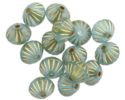 Czech Glass Matte Aquamarine w/ Gold Lined Bicone 8x9mm