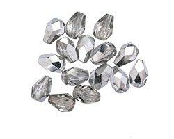 Czech Glass Crystal w/ Silver Faceted Drop 7x5mm